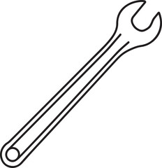 Vector line art of metal wrenches and spanners used for tightening bolts. EPS-ready for mechanical, industrial, and toolset design themes.