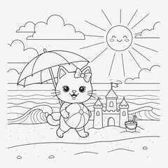 This coloring book features cats at the beach, playground, picnic, school, and holidays. Perfect for creative fun, stress relief, and developing fine motor skills in children ages 4-8.