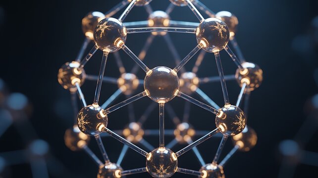 Abstract Molecular Structure with Glowing Spheres