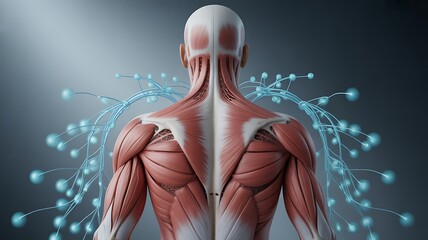 Anatomical Back View with Neural Network Overlay