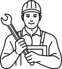 Vector line art of metal wrenches and spanners used for tightening bolts. EPS-ready for mechanical, industrial, and toolset design themes.