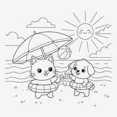This coloring book features cats at the beach, playground, picnic, school, and holidays. Perfect for creative fun, stress relief, and developing fine motor skills in children ages 4-8.