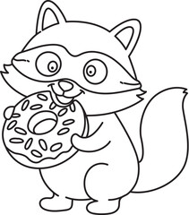 cozy Raccoon coloring page for kids and adults