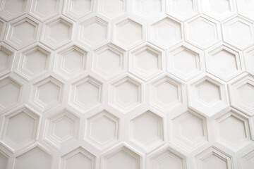 Embossed hexagonal white relief, viewed flat with glowing overexposed tones, futuristic minimal shallow 3D effect.
