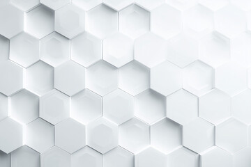 Embossed hexagonal white relief, viewed flat with glowing overexposed tones, futuristic minimal shallow 3D effect.
