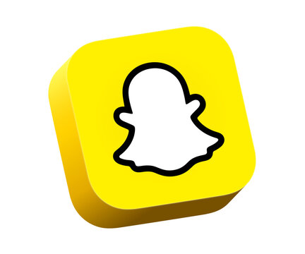Snapchat 3d logo icon, social media Snapchat button