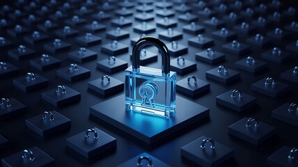 Digital Security: A Transparent Padlock Stands Out