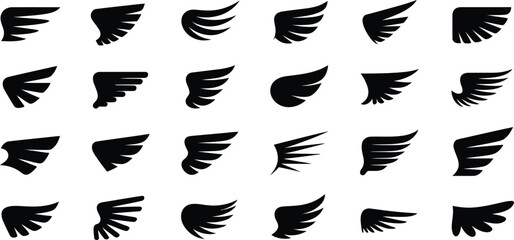 Wing Vector Set with Artistic Bird, Angel, Bat, Eagle, and Minimalist Wing Illustrations – Perfect for Branding, Tattoos & Fantasy Designs