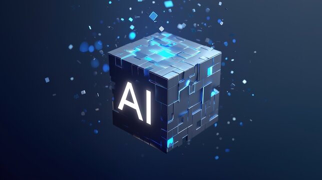 Artificial intelligence AI neural network digital brain machine deep learning processing big data analysis technology connection mining chipset on Circuit board futuristic. 3d rendering