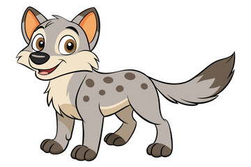 Spotted Hyena Cartoon Cute Style on White Background Animal