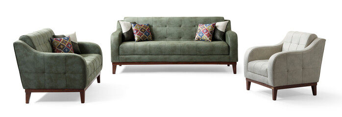 Modern furniture set isolated on white background .