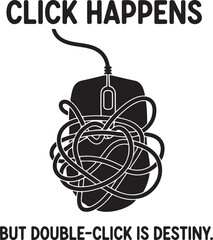 Computer mouse with tangled wires text design on transparent background silhouette