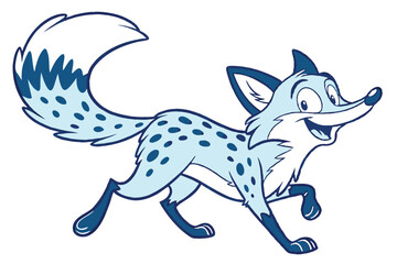 Spotted Fox Running Cartoon on White Background Isolated Cute Character