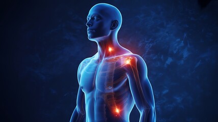 Human Anatomy with Pain Points Highlighted