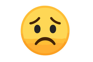 Sad emoji vector icon. Unhappy face emoticon expressing sorrow, disappointment. Upset smiley character. Frowning face symbol for bad mood, depression, negative emotion.