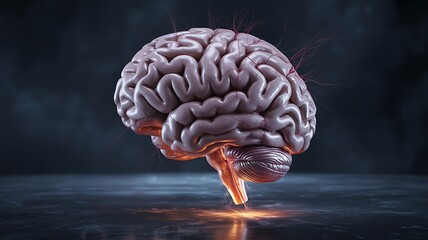 Illuminated Human Brain with Neural Connections