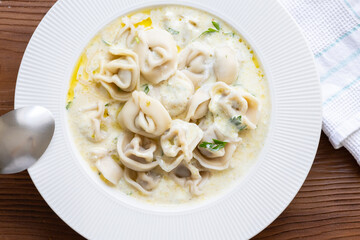 Close-Up of Shish Barak on a White Plate Traditional Lebanese Dish
