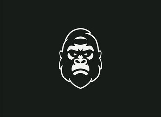 Gorilla Face Logo, Gorilla Mascot, Gorilla Minimal Logo, Monkey Logo, Ape Illustration, Gorilla Vector, Strong Animal Icon, Gorilla Head Drawing, Fierce Gorilla Art, Jungle King Logo