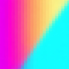 Abstract pixelated color gradient with magenta, orange, yellow, and cyan hues creating a vibrant visual effect.