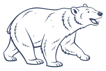 Stylized Cartoon Bear Walking Confidently in on White Background Design