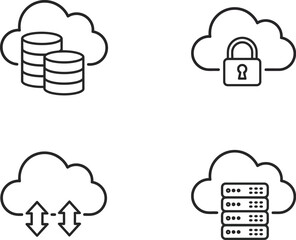 Cloud computing icons vector set scalable eps for digital services and data storage