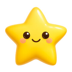 Cute smiling yellow star character illustration with cheerful expression