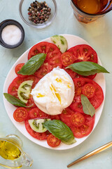 Fresh Caprese Salad with Tomato, Mozzarella and Basil