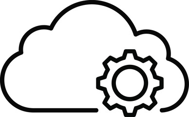 Scalable vector cloud icon with gear symbol for technology and data solutions
