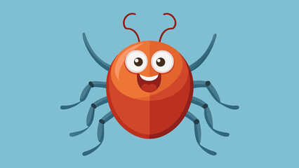 A bright orange tick with big eyes and a smile, standing against a blue background. Perfect for children's projects and educational materials