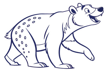 Walking Cartoon Bear Outline On White Background Design