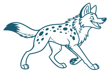 Walking Cartoon Spotted Hyena Isolated On White Background