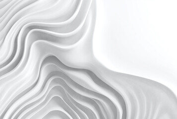 Las curvas blancas evocan calma y profundidad: capas suaves, movimiento orgánico y abstracción geológica.Diseño abstracto con curvas blancas y grises, textura suave, efecto tridimensional.