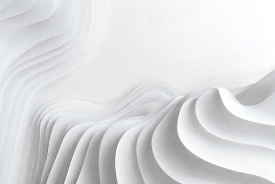 Las curvas blancas evocan calma y profundidad: capas suaves, movimiento org&aacute;nico y abstracci&oacute;n geol&oacute;gica.Dise&ntilde;o abstracto con curvas blancas y grises, textura suave, efecto tridimensional.