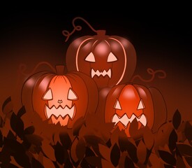 halloween background with pumpkin, autumn cartoon style october scary Jack o lantern 
