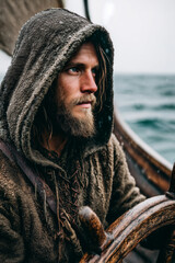 Weathered fisherman in his late 60s