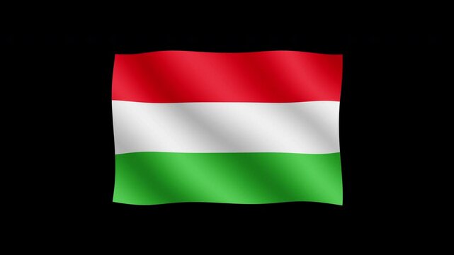 Hungary - High quality animation of waving flag on transparent background. Seamless animation.