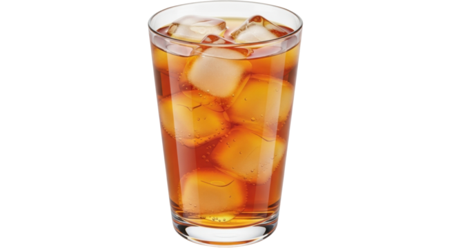 Isolated beverage in a glass with ice cubes, perfect drink for a hot summer day or party