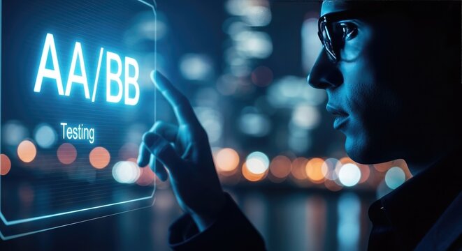 Person Interacting with A/ B Testing Interface A/B testing