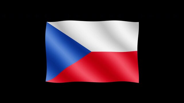 Czech Republic - High quality animation of waving flag on transparent background. Seamless animation.