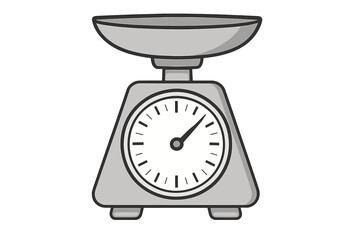 Kitchen scale vector illustration. Analog weighing machine for food, cooking, and baking. Diet, health, and nutrition concept. Balance for weight measurement. Flat icon.