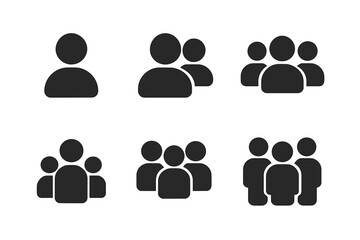 People icon set. User group symbol. Person silhouette pictogram. Teamwork, community and crowd sign collection. Vector element for web, app, UI, business, social media design.