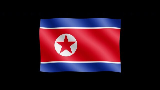 North Korea - High quality animation of waving flag on transparent background. Seamless animation.