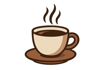 Coffee cup vector icon, hot drink mug illustration. Fresh morning espresso, cappuccino symbol for cafe menu, coffee shop logo. Simple flat cartoon design with steam aroma.