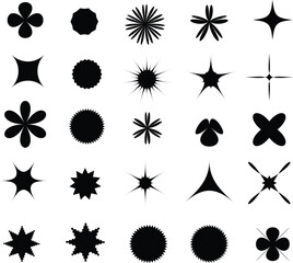 Set of Abstract Geometric and Decorative Shape Silhouettes Vector Illustration