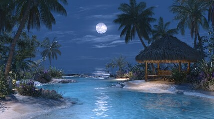 Tropical island night scene