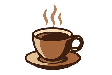 Coffee cup vector icon illustration. Hot drink with steam symbol. Cafe beverage sign. Espresso, cappuccino or latte for breakfast menu. Morning caffeine energy boost concept.