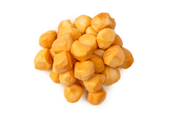 Piece of cheese isolated on white bacckground.