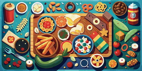 Happy birthday card vector illustration set with abstract seamless pattern design