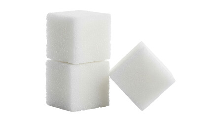 Isolated Sugar Cubes Stacked with Single Cube at Side, Sweeteners, Food Additives, Sugar Blocks