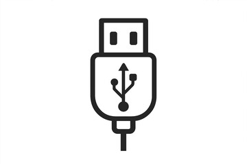 USB connector line icon. Vector symbol of a plug for data transfer. Computer hardware interface concept. Simple black pictogram of a cable port for digital connection technology.